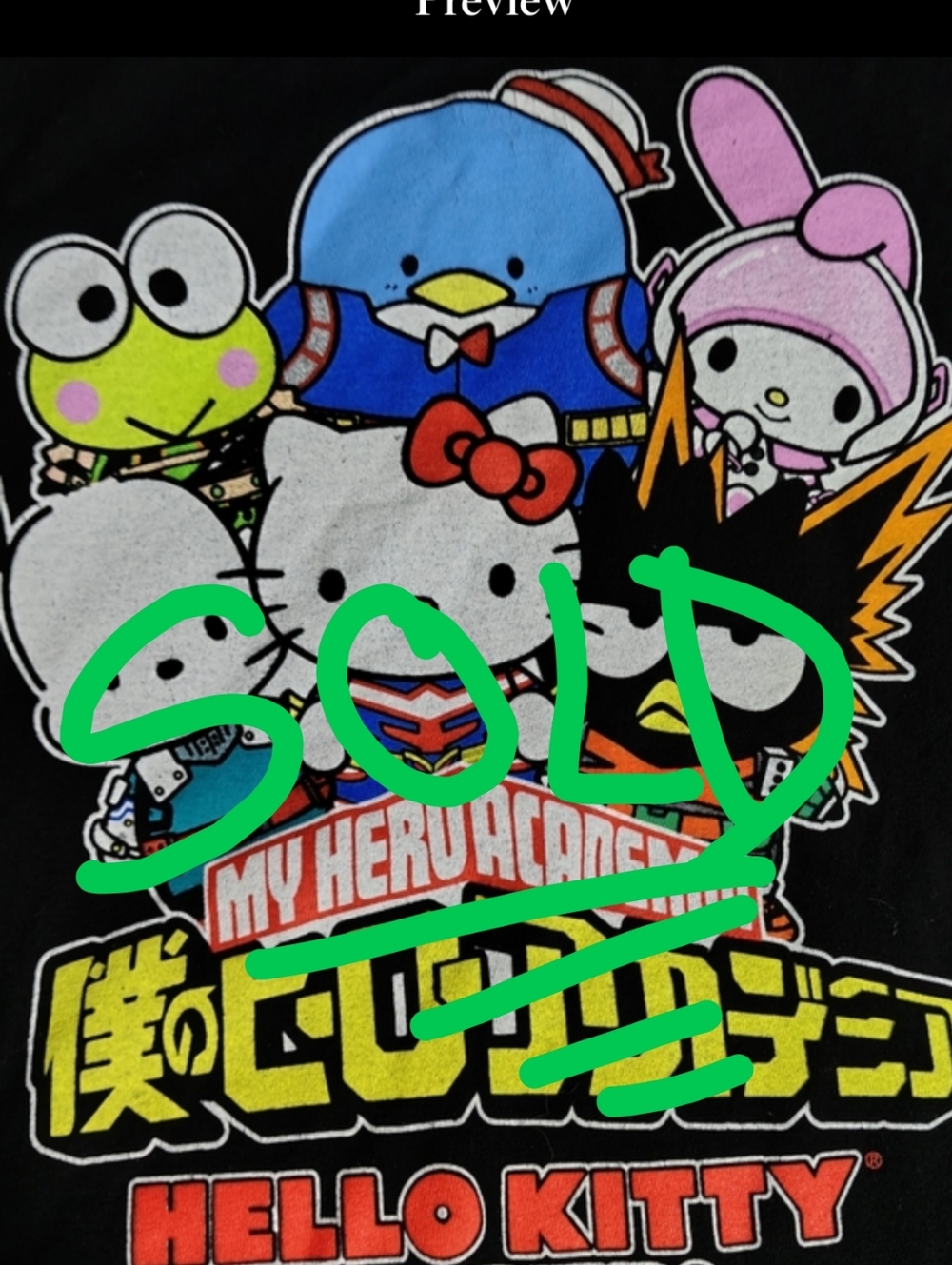 🟡🔥HELLO KITTY My Hero Academia Black Graphic Short Sleeve Tee - 2XL
